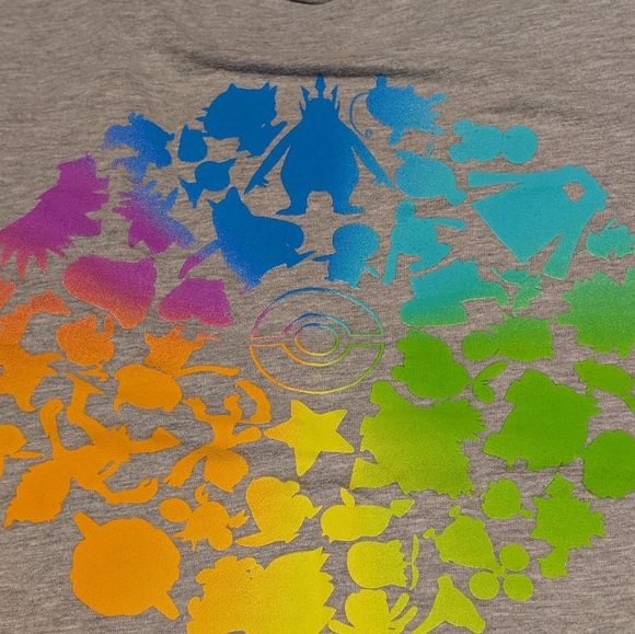 Pokemon GO Fest 2019 RARE GRAY Bright Color way Multicolored Shirt Sz L - Picture 6 of 6
